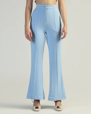 Women High-Rise Pleated Bootcut Trousers