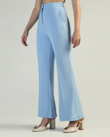 Women High-Rise Pleated Bootcut Trousers
