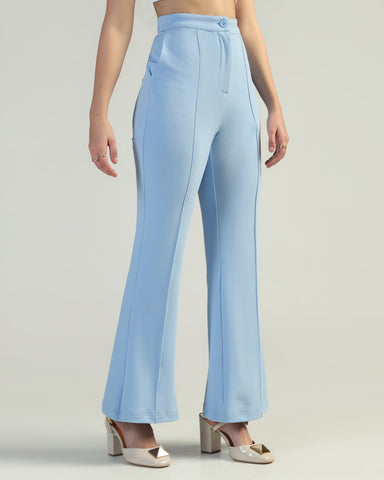 Women High-Rise Pleated Bootcut Trousers