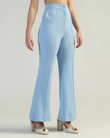 Women High-Rise Pleated Bootcut Trousers