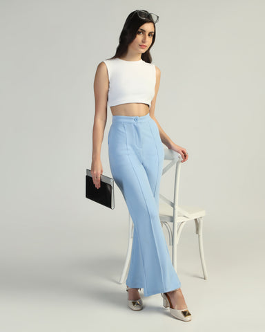 Women High-Rise Pleated Bootcut Trousers