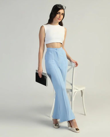 Women High-Rise Pleated Bootcut Trousers