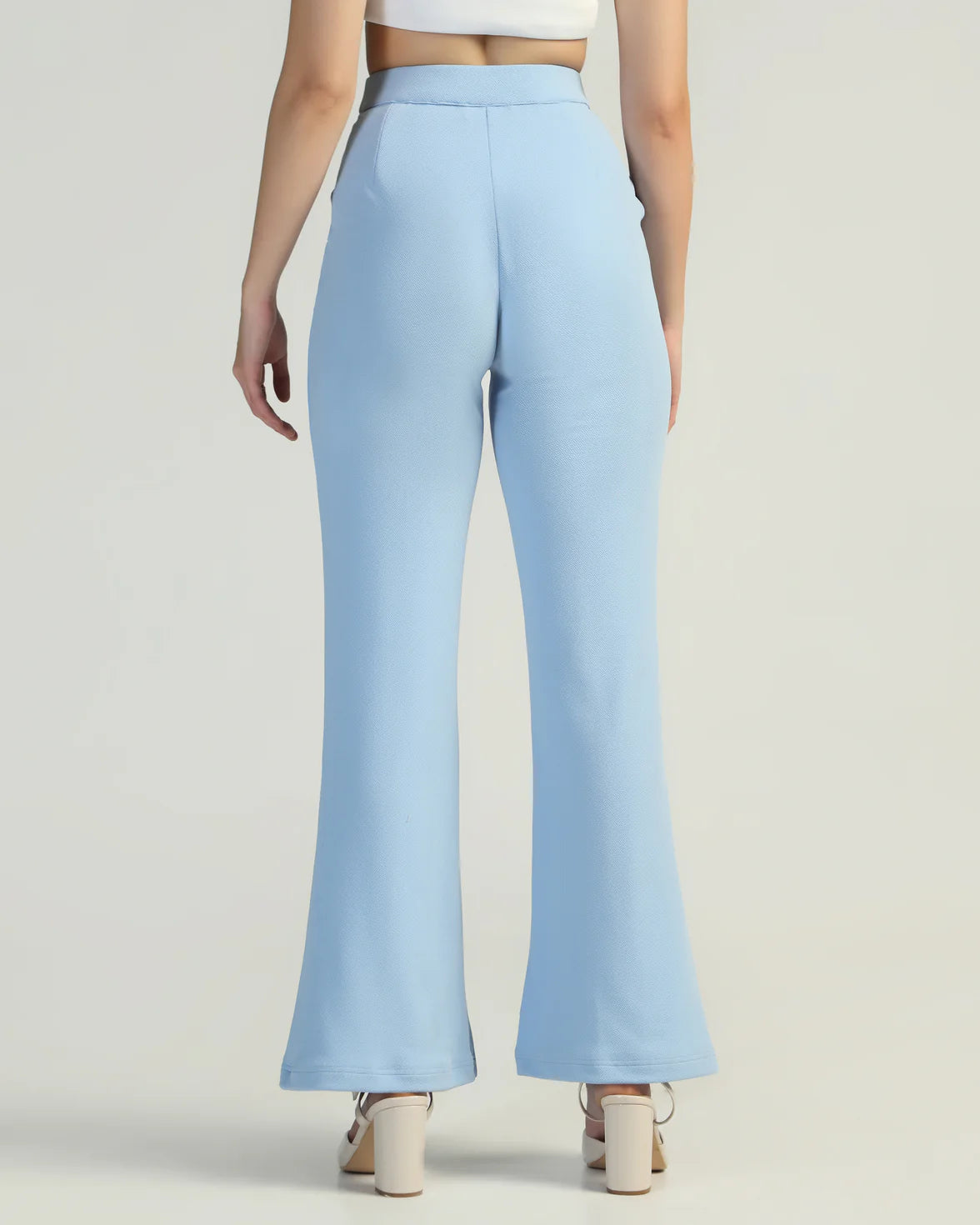 Women High-Rise Pleated Bootcut Trousers