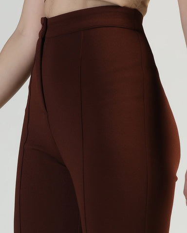 Women High-Rise Pleated Bootcut Trousers