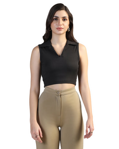 Women’s Sleeveless Ribbed Crop Top