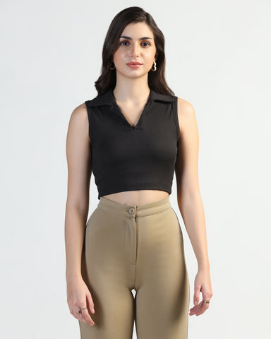 Women’s Sleeveless Ribbed Crop Top