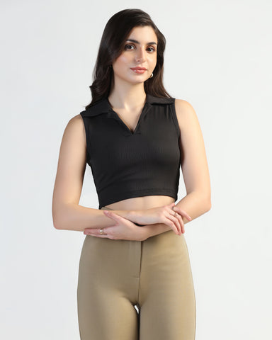 Women’s Sleeveless Ribbed Crop Top