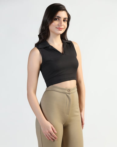Women’s Sleeveless Ribbed Crop Top