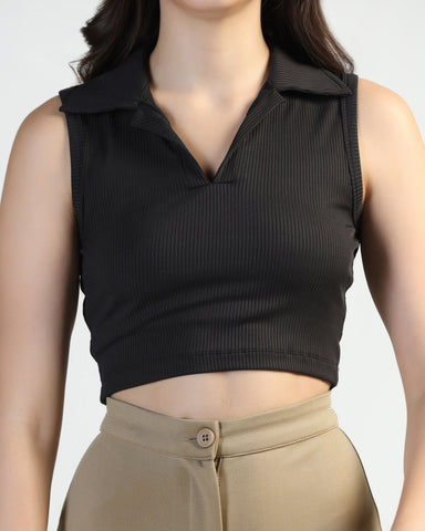 Women’s Sleeveless Ribbed Crop Top