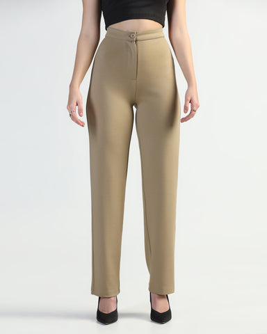 Women Straight Fit Flat-Front Trousers