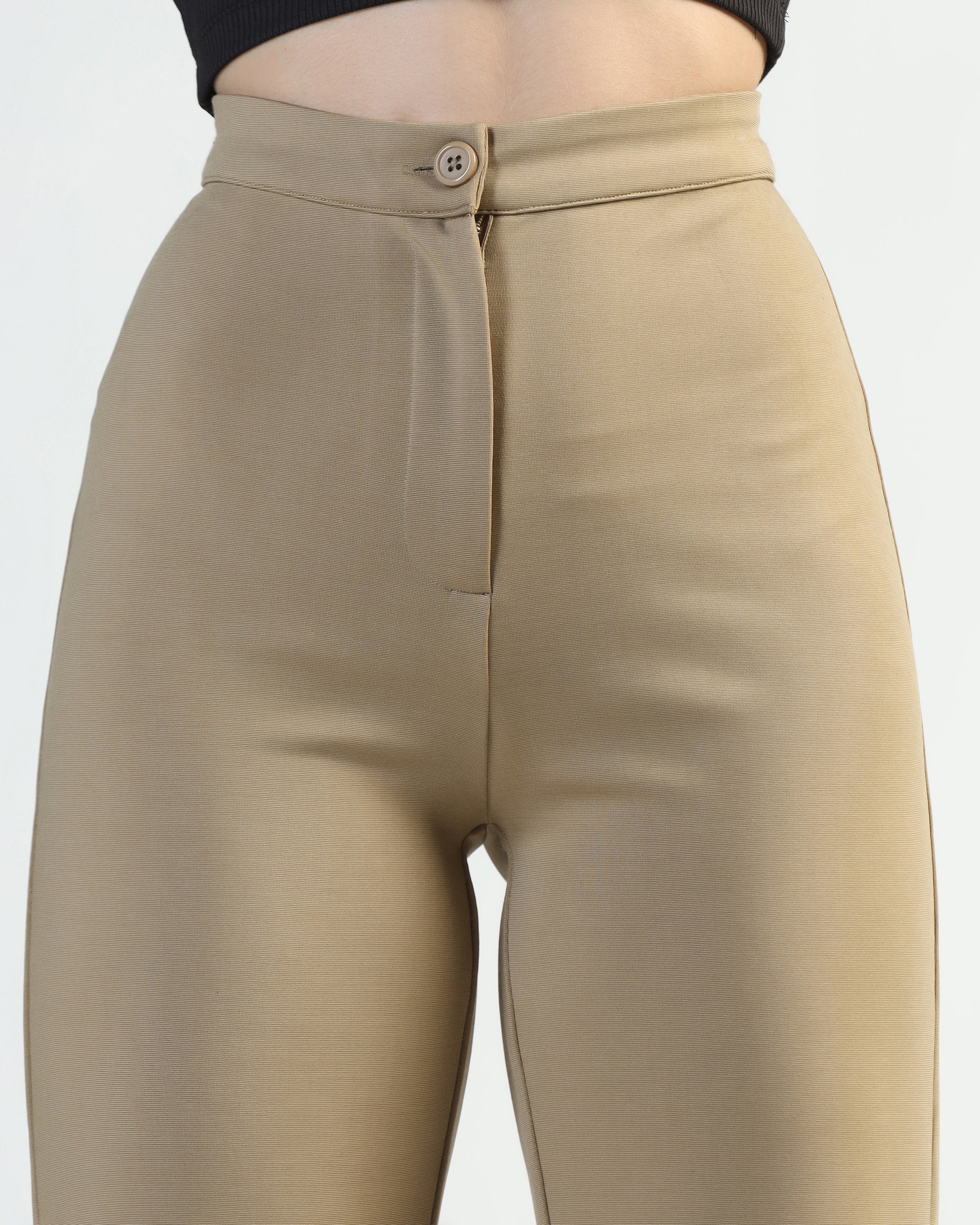 Women Straight Fit Flat-Front Trousers