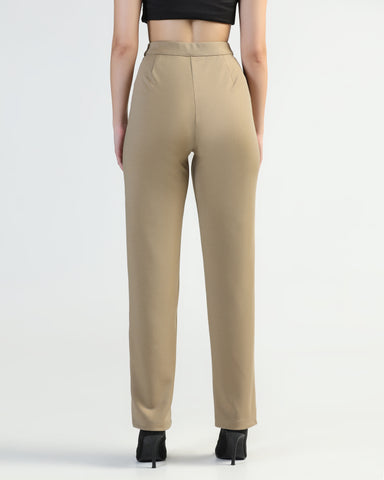 Women Straight Fit Flat-Front Trousers