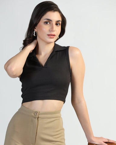 Women’s Sleeveless Ribbed Crop Top