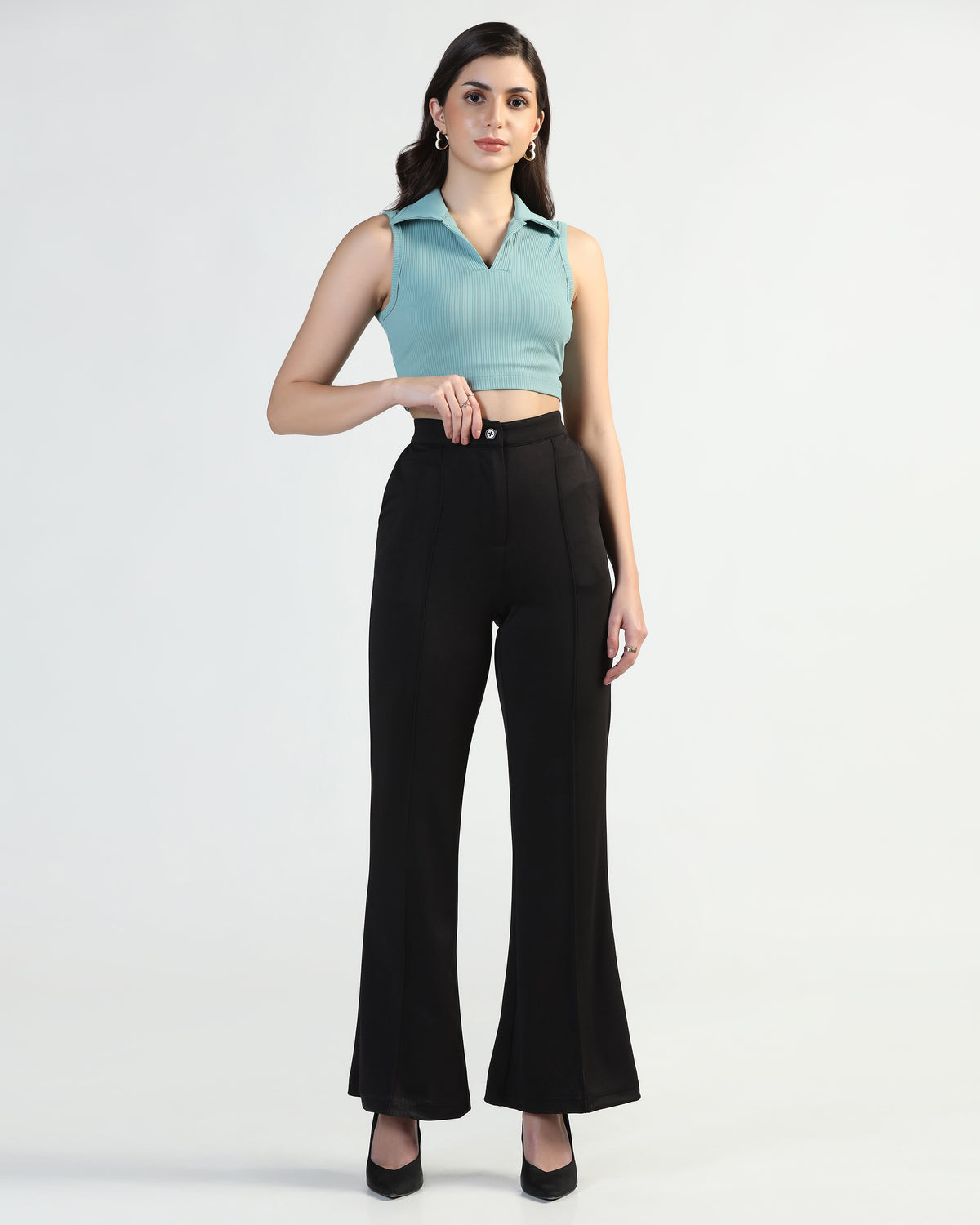 Women Striped Relaxed High-Rise Corduroy Cargos Trousers