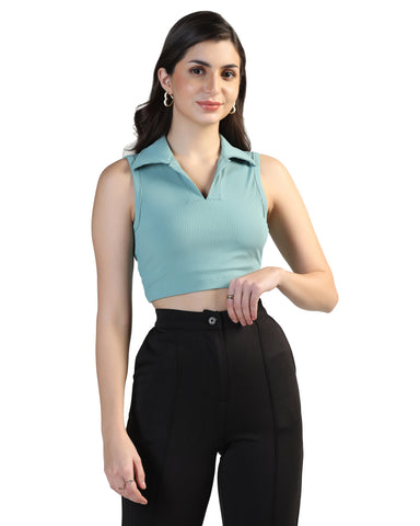 Women’s Sleeveless Ribbed Crop Top