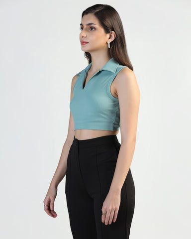 Women’s Sleeveless Ribbed Crop Top