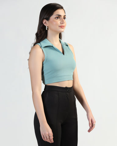 Women’s Sleeveless Ribbed Crop Top