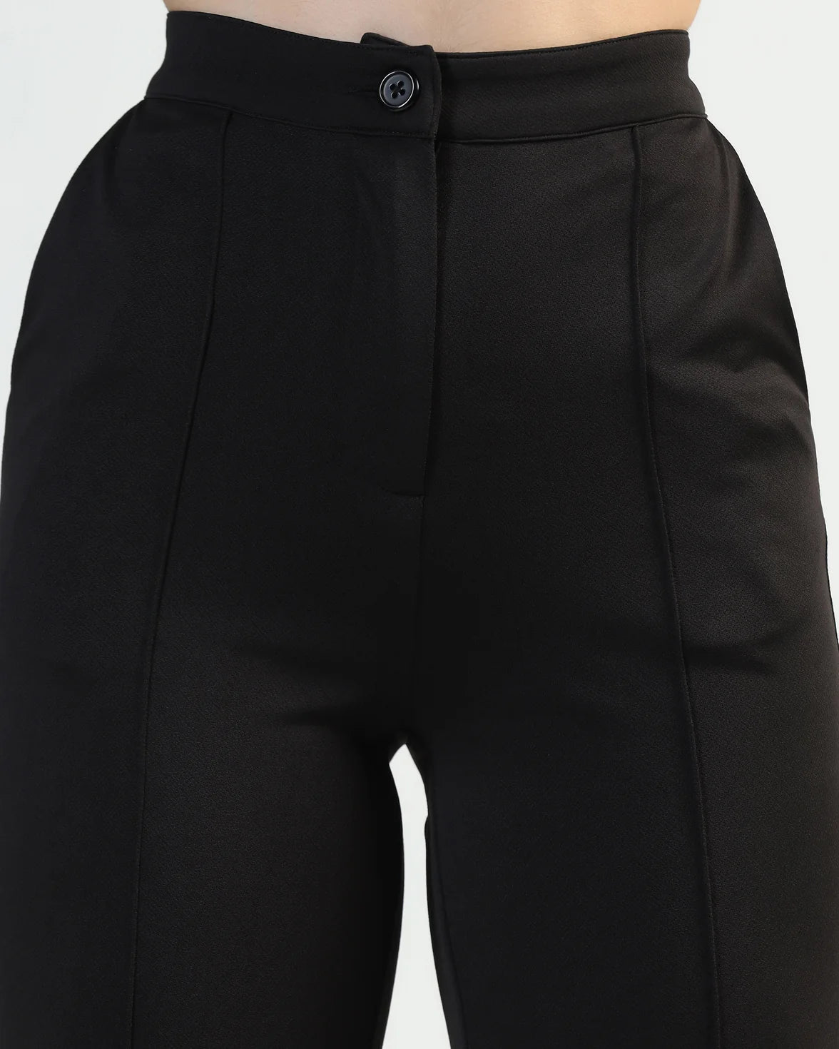 Women High-Rise Pleated Bootcut Trousers