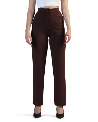 Women Straight Fit Flat-Front Trousers