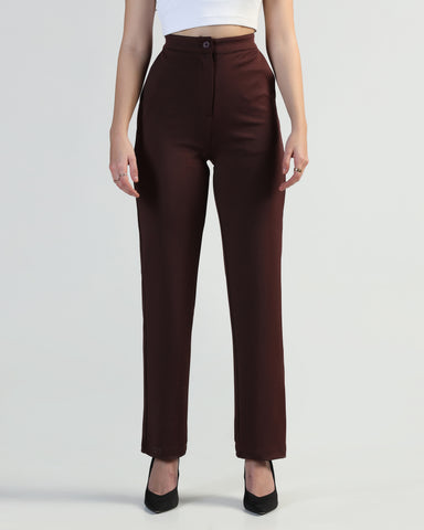 Women Straight Fit Flat-Front Trousers
