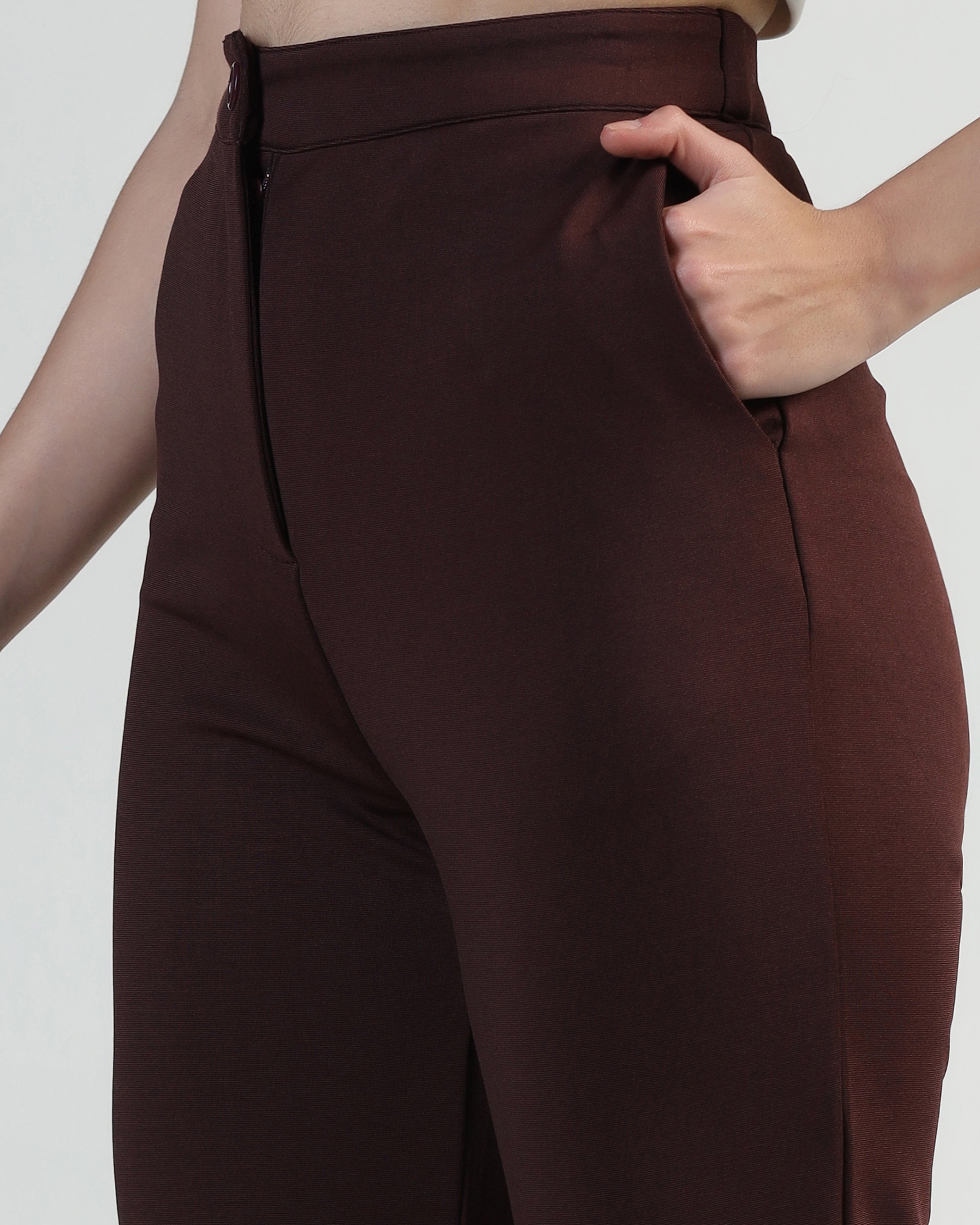 Women Straight Fit Flat-Front Trousers