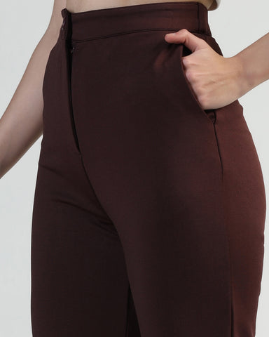 Women Straight Fit Flat-Front Trousers