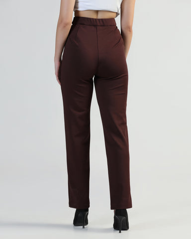 Women Straight Fit Flat-Front Trousers