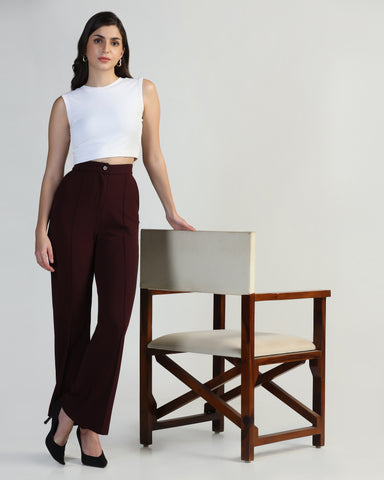 Women Straight Fit Flat-Front Trousers