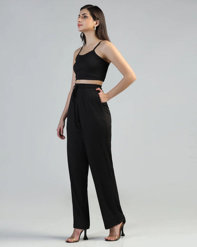 Women Strappy Crop Top with Trousers