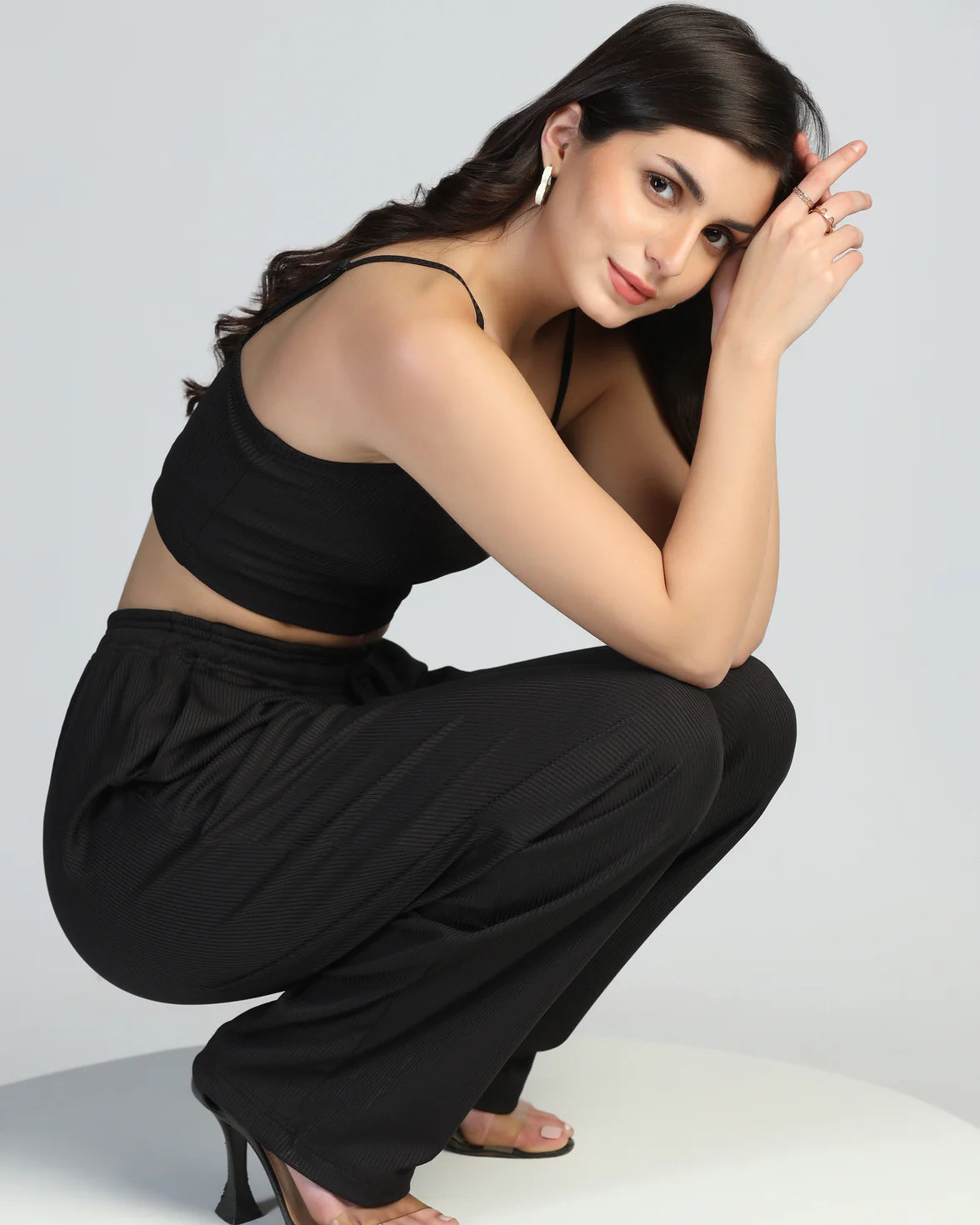Women Strappy Crop Top with Trousers