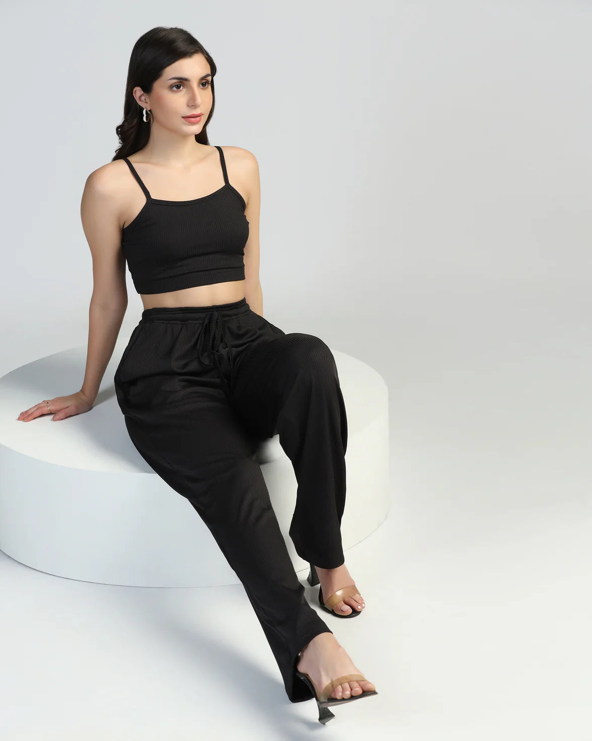 Women Strappy Crop Top with Trousers