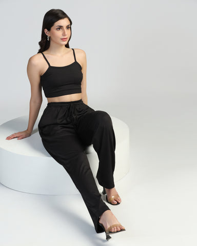 Women Strappy Crop Top with Trousers