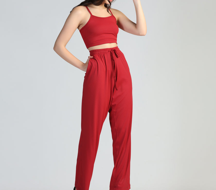 Women Strappy Crop Top with Trousers