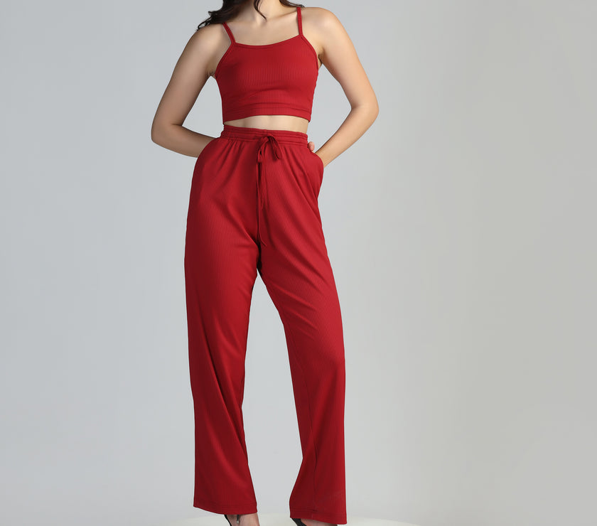 Women Strappy Crop Top with Trousers