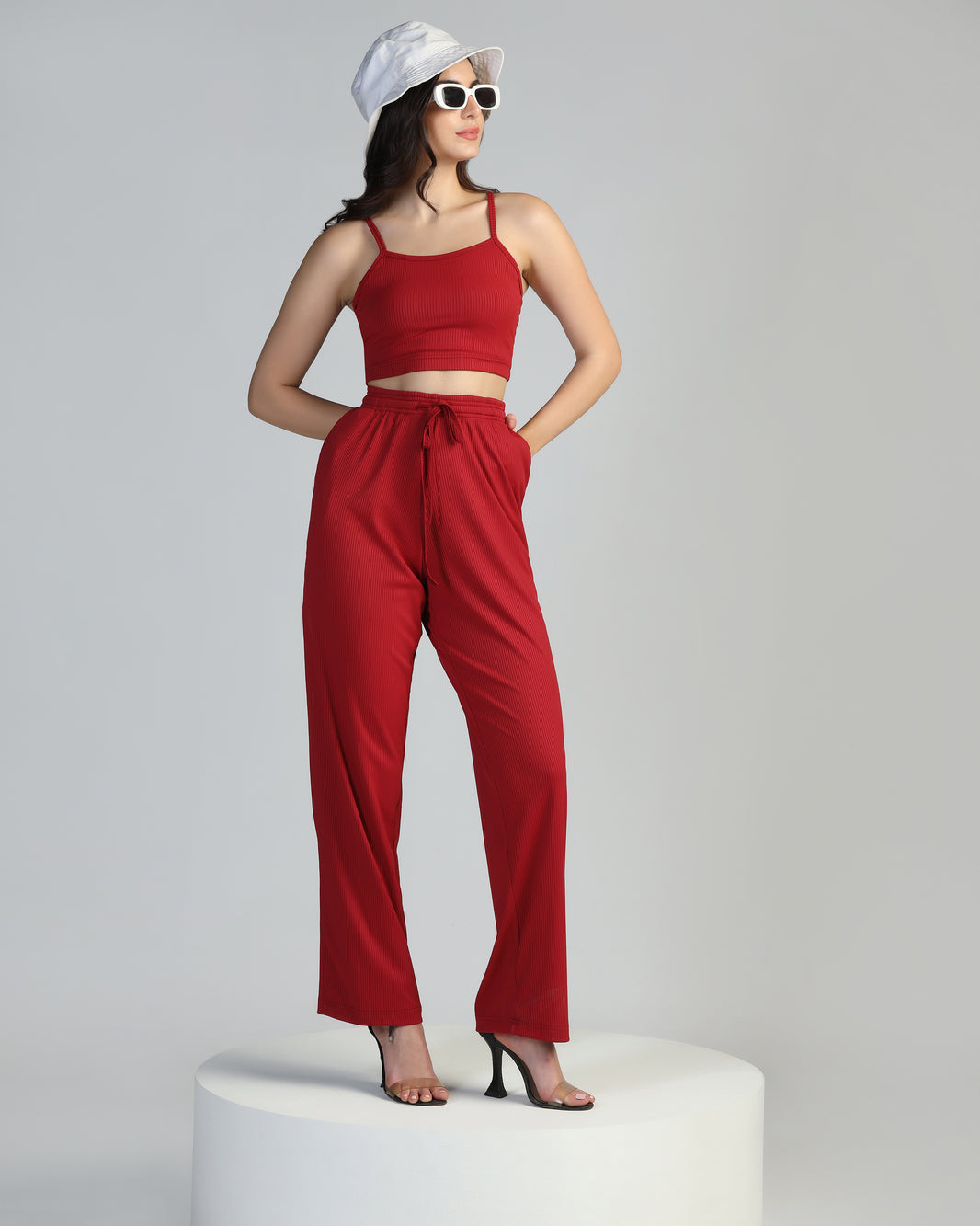 Women Strappy Crop Top with Trousers