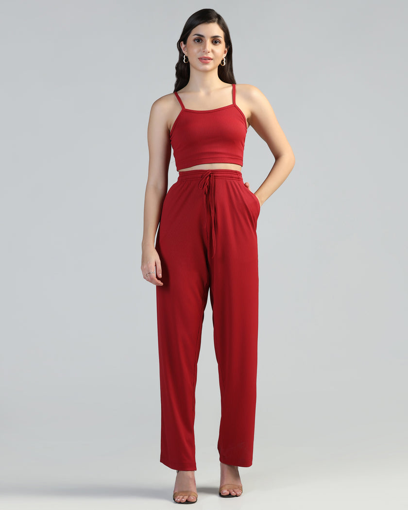 Women Strappy Crop Top with Trousers
