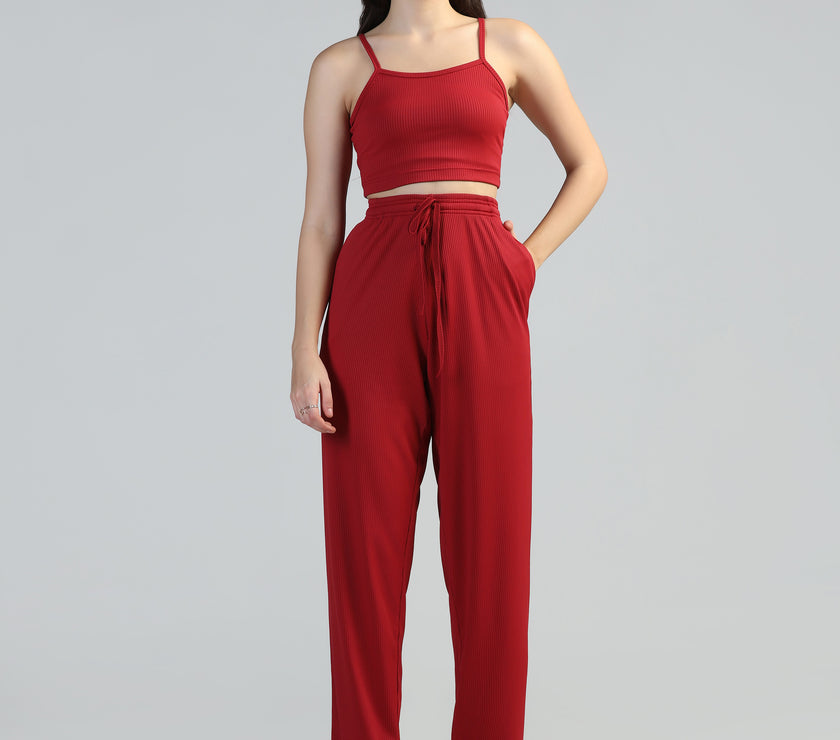 Women Strappy Crop Top with Trousers