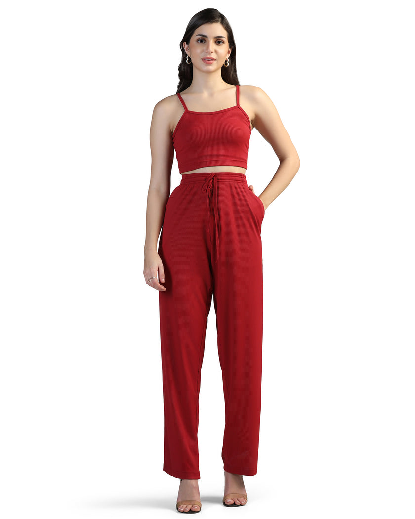 Women Strappy Crop Top with Trousers