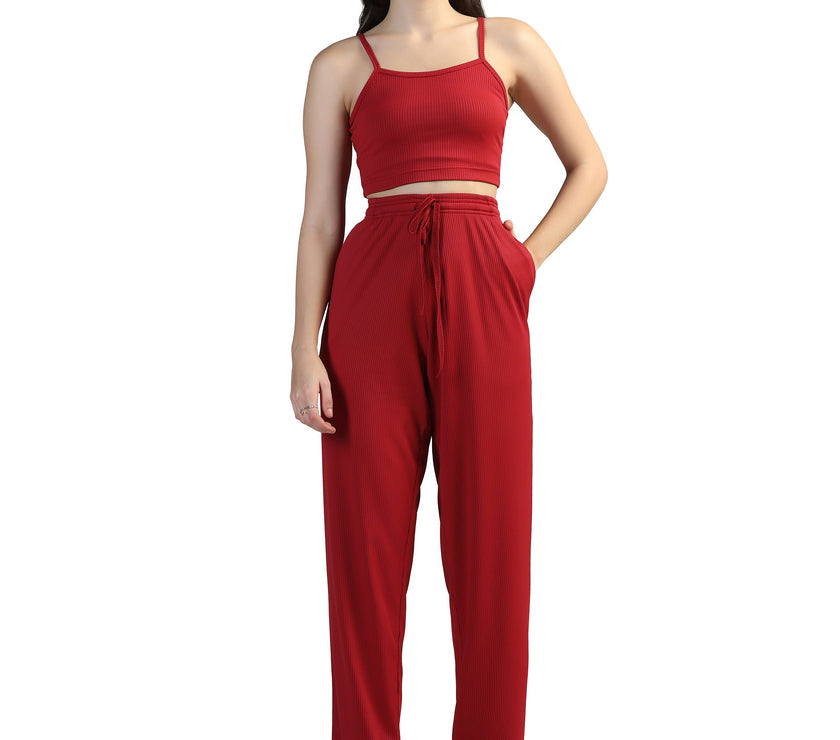 Women Strappy Crop Top with Trousers
