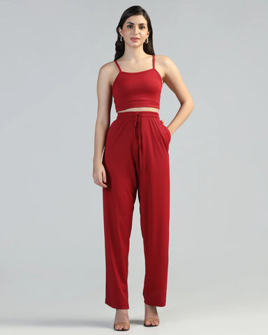Women Strappy Crop Top with Trousers