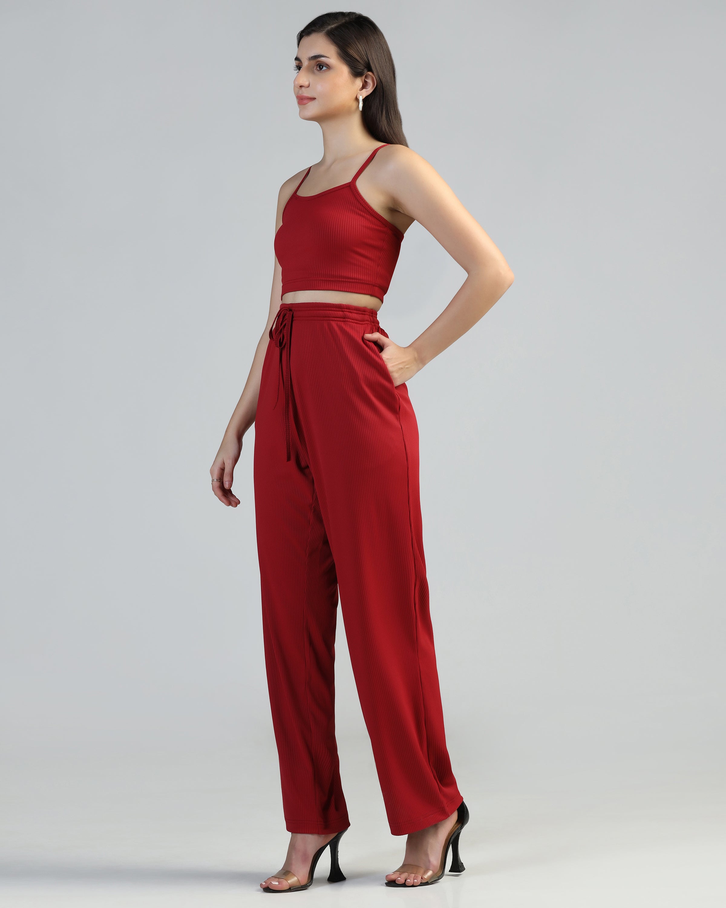 Women Strappy Crop Top with Trousers