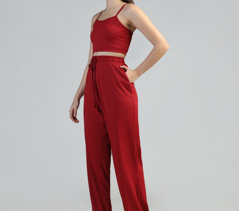 Women Strappy Crop Top with Trousers