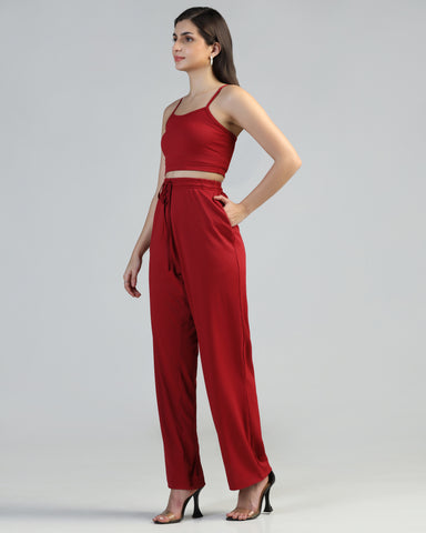 Women Strappy Crop Top with Trousers