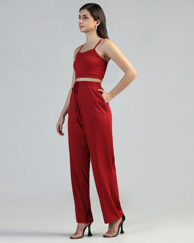 Women Strappy Crop Top with Trousers