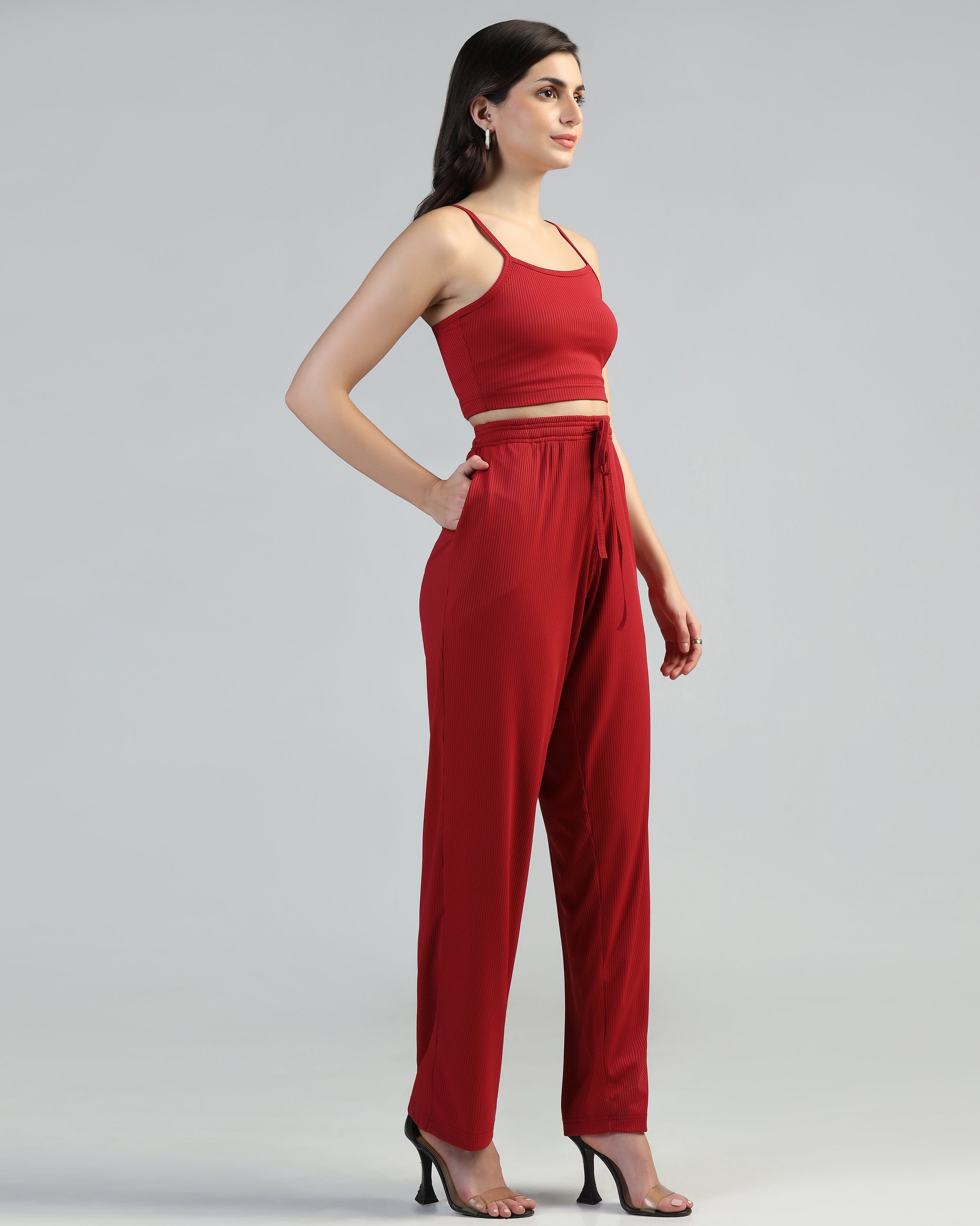 Women Strappy Crop Top with Trousers