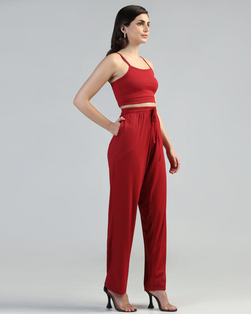 Women Strappy Crop Top with Trousers