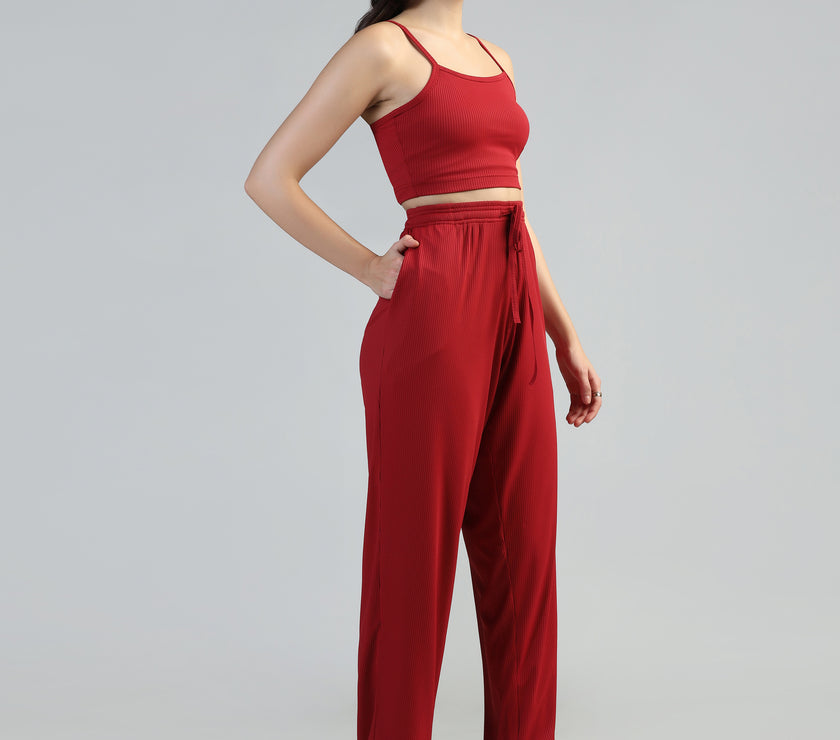 Women Strappy Crop Top with Trousers