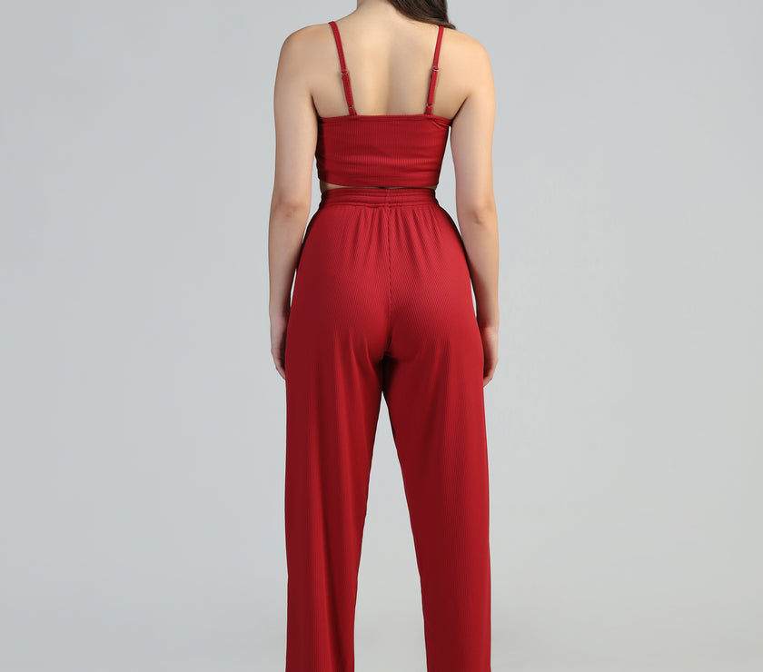 Women Strappy Crop Top with Trousers