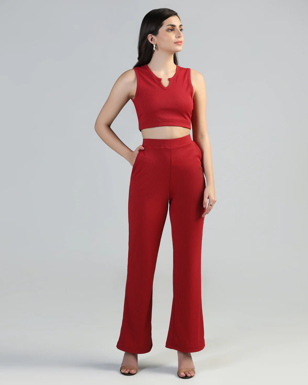 Boat-Neck Top with Palazzos Set