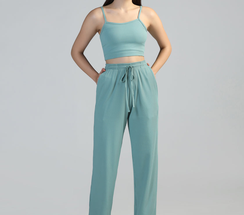Women Strappy Crop Top with Trousers